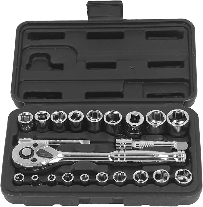 46 Piece Automotive Repair Kit, 72 Teeth Reversible Ratchet Wrench, Vanadium Steel, Quick Release, for Car Maintenance and DIY Repairs