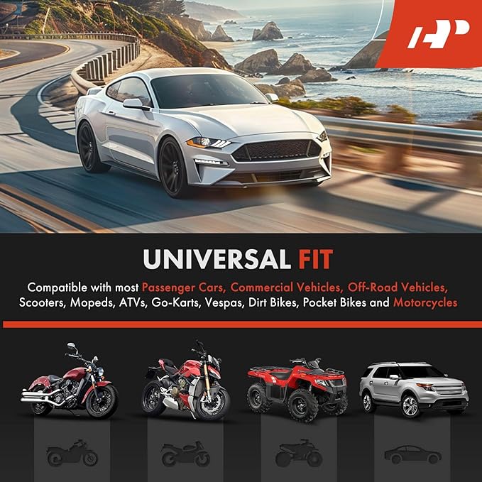 A-Premium Disc Horn High Universal Electric Horn - 12V 110 dB - Compatible with Passenger Car, Commercial/Off-Road Vehicle, ATVs, Scooter, Dirt/Pocket Bikes, Motorcycles & More, 76 mm