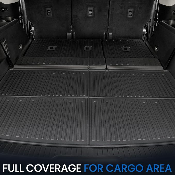 Cargo Mat Backrest Mats for 2018-2024 Ford Expedition Max 7/8 Seats, All Weather TPE Trunk Mat Cargo Liner Accessories (Cargo Mat+3rd Row Backrest Mats)