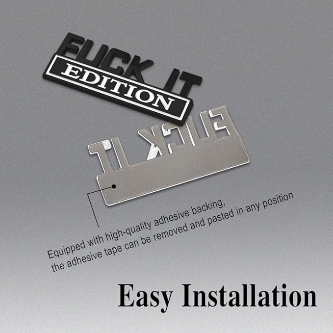 Fuck IT Edition Emblem, Car Exterior Emblems Badge 3D Sticker Decal, Fuck-IT Edition Emblem 3D Fender Badge Decal, 3D Fender Badge Decal Car Truck Replacement, Fit for All Cars (Black White 1)