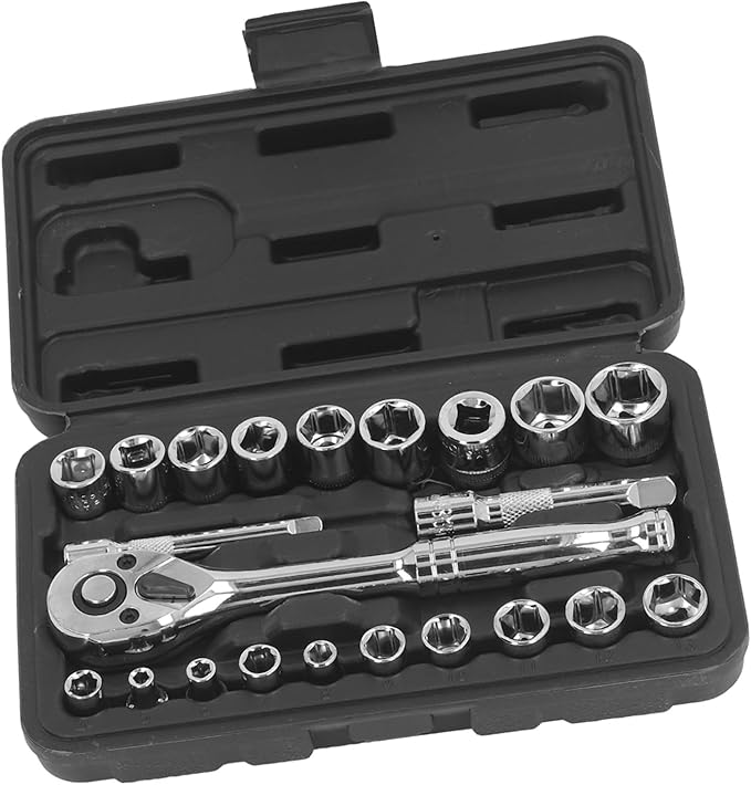 46 Piece Automotive Repair Kit, 72 Teeth Reversible Ratchet Wrench, Vanadium Steel, Quick Release, for Car Maintenance and DIY Repairs
