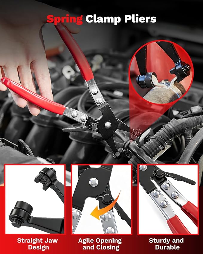 Saker Electrical Disconnect Pliers Electrical Connector Removal Tool – 5PCS Automotive Hose Clamp Tool Set for DIY Car Owners, Safe Electrical Connector Removal, Tight Engine Bay Repair & Maintenance
