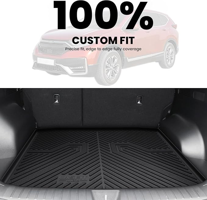 LASFIT Cargo Mat for Honda CR-V 2017-2022 (Tray in Lower Position), Custom Fit Trunk Mat, Raised Edge All Weather Protection, Kid & Pet Friendly, Easy Clean for Family Use, Black (Not for Hybrid)
