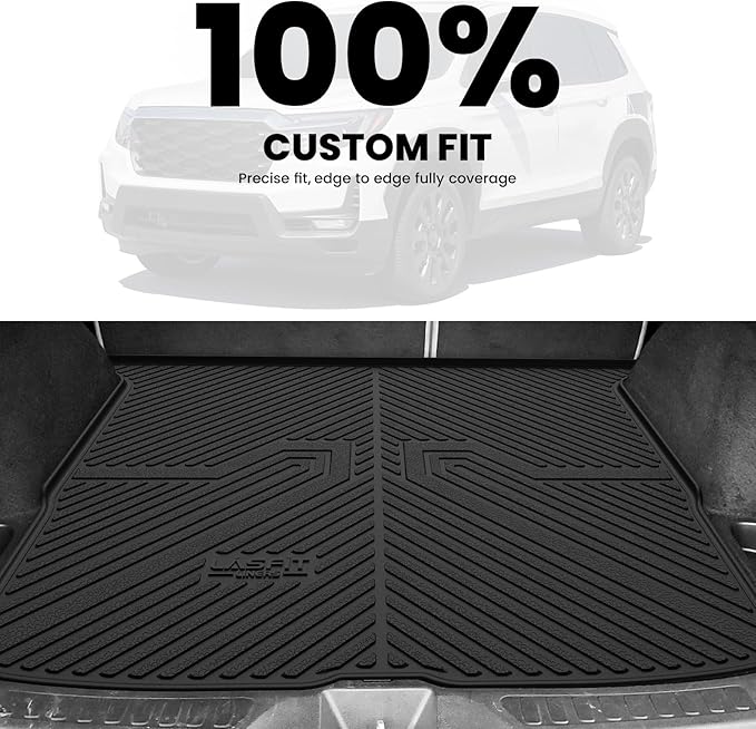LASFIT Cargo Mat for Honda Passport 2025 2024 2023 2022 2021 2020 2019, All Weather Custom Fit TPE Trunk Mat Trunk Tray Cargo Tray, Black