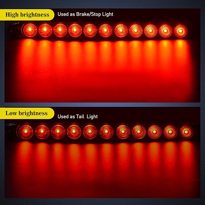 Nilight 2PCS 16Inch 11 LED Red Trailer Light Bar for Parking Stop Turn Signals Tail Brake DOT Compliant IP65 Waterproof Truck ID Marker