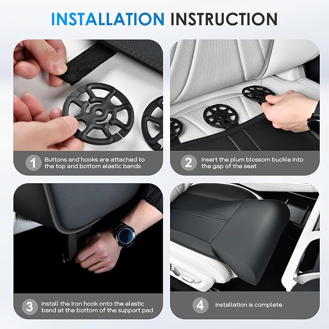 FLORICH Car Seat Extender Leg Support Cushion for Driver Seats Office Chair, Leather Widened seat Cushion for Long Drivers Universal Car Seat Cushion Legs Rest Pads-Black
