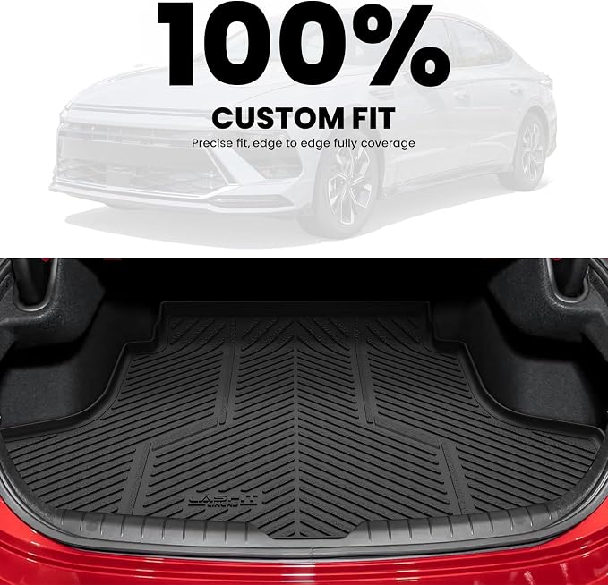 LASFIT Cargo Mat for Hyundai Sonata 2026 2025 2024 2023 2022 2021 2020 / Kia K5 2021-2026, All Weather TPE Custom Fit Car Trunk Mats Cargo Liners Accessories, Black