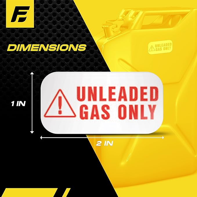 Unleaded Sticker by Fuel Stickers - Weather Proof, Extreme Stick, Commercial Grade Labels for Cans and Outdoor Power Equipment - USA Made (2x1 inch), 4 Labels