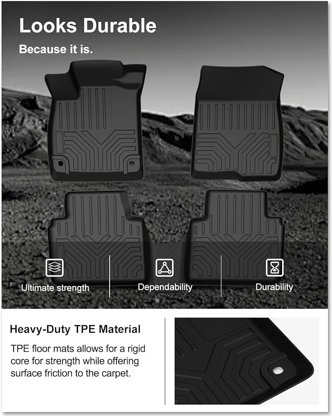 Kiwi Master Floor Mats for 2018-2022 Honda Accord | Custom Fit, All Weather Car Mats, Heavy Duty TPE Floor Liners, Front & Rear 2 Row, Black