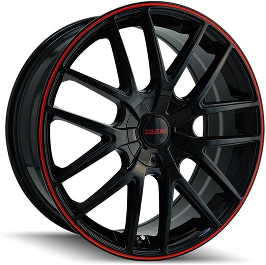 Touren TR60 3260 Wheel with Black Finish with Red Ring (16x7"/5x100mm)