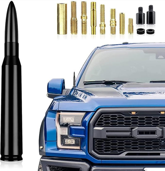 Ajxn 1 PC Car Truck Bullet Antenna, Auto Antenna Mast, Suitable for GM Chevy Silverado 1500 2500 3500 HD Avalanche GMC Sierra 1500 2500 3500 Denali Heavy Duty Pickup Trucks Accessories (Splice Black)