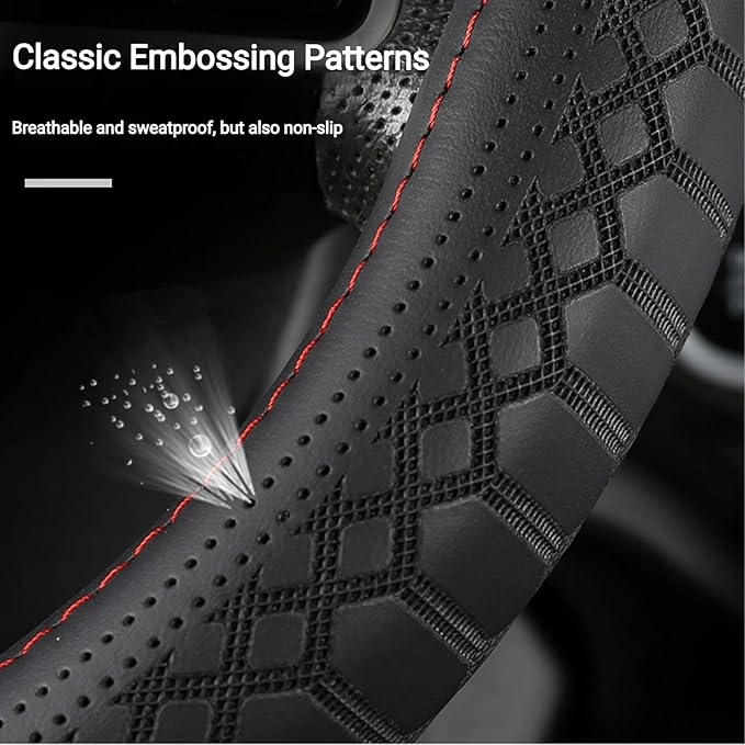 18 Inch Steering Wheel Cover for Semi Trucks - Premium Soft-Touch Faux Leather with No-Slip Grip, Fits Big Rig, RV & 18 Wheeler (Black, 18 inch)