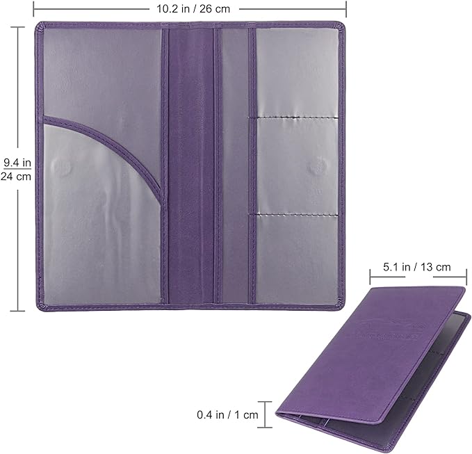 LumiMokki Premium Car Registration & Insurance Card Holder with Magnetic Shut, Vehicle Glove Box Car Organizer - For Documents, Cards, License (Purple)