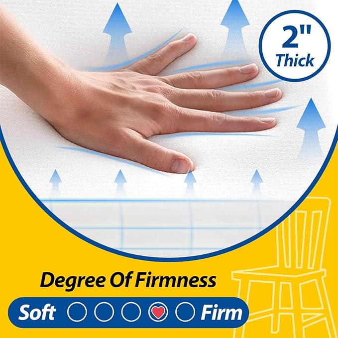 AAAAAcessories D-Shaped Chair Cushions, 2" Thick Dining Chair Pads with Ties and Removable, Machine-Washable Cover, 17" x 16", Khaki Gray