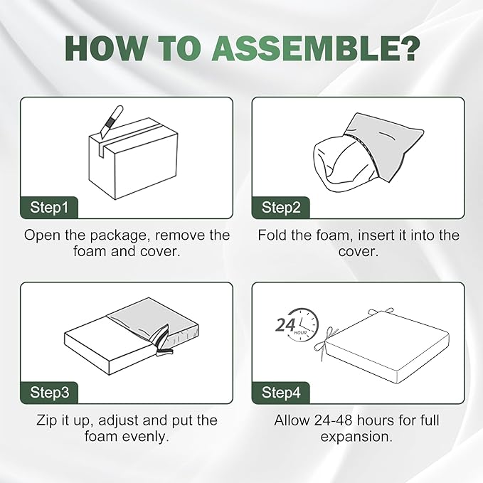 Outdoor Chair Cushions set of 4, 19x19x3 Inch Waterproof & Fade Resistant Patio Furniture Seat Cushions with Ties, Square Outdoor Dining Chair Cushions for Lawn, Garden, Deck & Yard, Dark Grey
