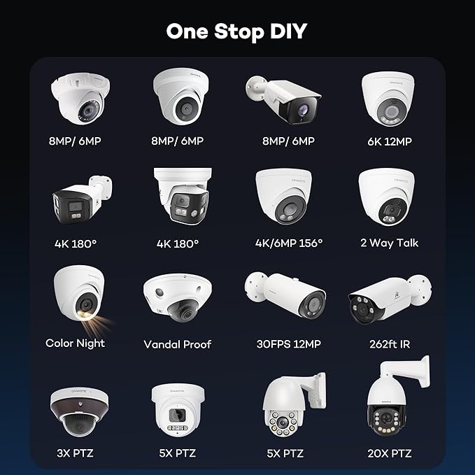 ONWOTE 4K 8MP 2 Way Audio PoE IP Security Camera, Vandal Proof IK10, 3840x2160 8 Megapixels, 134° Wide View, AI Human Vehicle Detection, Commercial Wired Camera for Business, Add-on to PoE NVR System