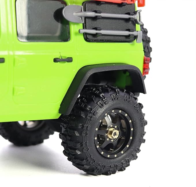 4pcs SCX30 Brass Offset 0.7'' Wheels Set with Rubber Tires Sponge Insert for AXIAL SCX30 Ford Bronco JEEP WRANGLER JLU RC Crawler Upgrade Part ﻿ (Black 6-hole set)