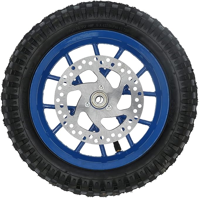 12.5 Inch Front Dirt Bike Tire,Mini Bike Front Wheel and Tire Disc Brake,Tyre Rubber Front Wheel Tire 12.5X2.75In Disc Brake Sprocket Bolts for 2 Stroke Mini Dirt Bike(C (Blue))