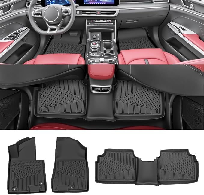 Floor Mats for 2021-2026 Kia K5(Only Fit FWD) / 2020-2026 Hyundai Sonata (Only Fit FWD & Gas) All Weather TPE Protector 1st & 2nd Row Floor Liners Car Accessories