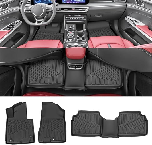 Floor Mats for 2021-2026 Kia K5(Only Fit FWD) / 2020-2026 Hyundai Sonata (Only Fit FWD & Gas) All Weather TPE Protector 1st & 2nd Row Floor Liners Car Accessories