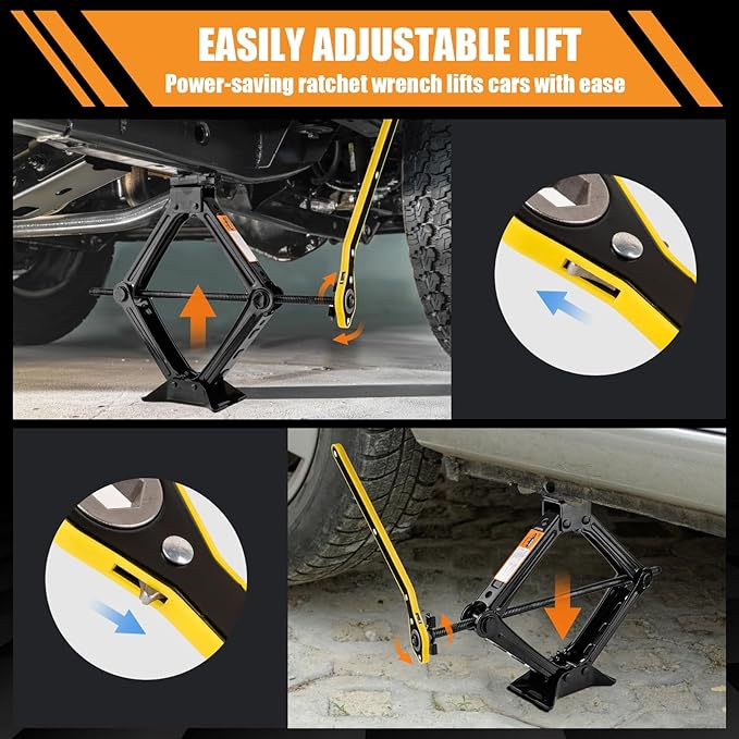 Portable Car Jack Kit, 2 Ton (4409 lbs) Scissor Jack for Car, Upgrade Emergency Spare Tire Changing Repair Kit, Scissor Jack Kit with Lug Wrench, Universal Vehicle Scissor Lift Jacks for SUV
