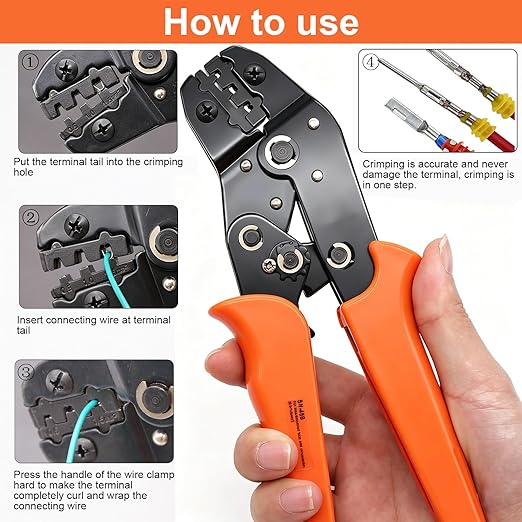 1008PCS 63 Sets Waterproof Automotive Wire Connectors Kit 1/2/3/4/5/6 Pin Automotive Replacement Electrical Accessories Plug Connectors Kit Male and Female Connector with Ratchet Crimping Tool
