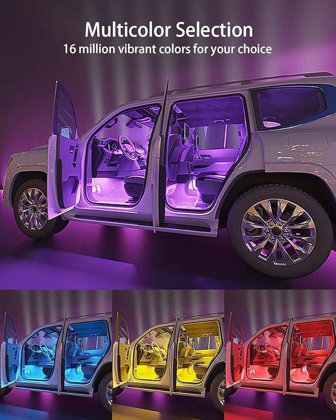 Keepsmile Interior Car Lights Accessories APP Control with Remote Music Sync Color Change RGB Under Dash Car Lighting with USB Charger 12V 2A Led Lights for Jeep Truck