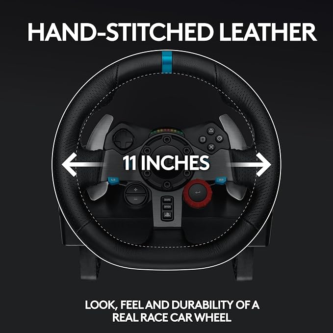 Logitech G29 Driving Force Racing Wheel and Floor Pedals, Real Force Feedback, Stainless Steel Paddle Shifters, Leather Steering Wheel Cover for PS5, PS4, PC, Mac - Black