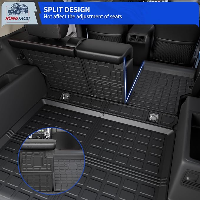 Rongtaod Cargo Mat Compatible with 2010-2024 Toyota 4Runner 5 Seats Trunk Mat Cargo Liner Back Seat Cover Protector 2023 Toyota 4 Runner Accessories (Trunk Mat+Backrest Mats,Fit Without Sliding Tray)