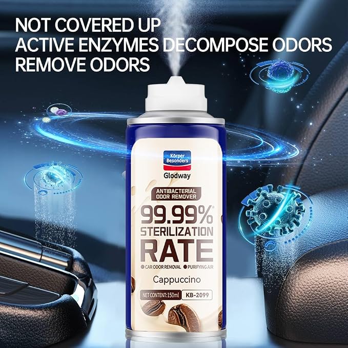 GLODWAY Car Air Freshener Spray, Cappuccino Scent, 6 OZ Odor Eliminator,4 Pack, for Cars, Trucks, RVs, Home