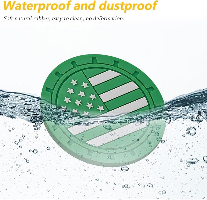 Osilly Car Cup Holder Coasters, 4 Pack American Flag Insert Car Cup Coaster, 2.75 Inch PVC Anti Slip Shockproof Embedded Drink Mat, Car Interior Decoration Accessories for SUV, Truck(Dark Green)