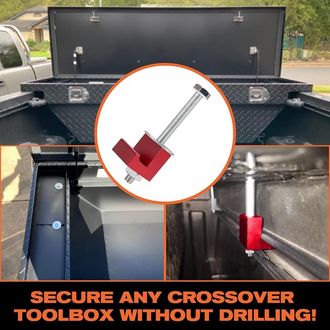 Aluminum Truck Tool Box Tie Down Mounting Kit - Red - Set of 4
