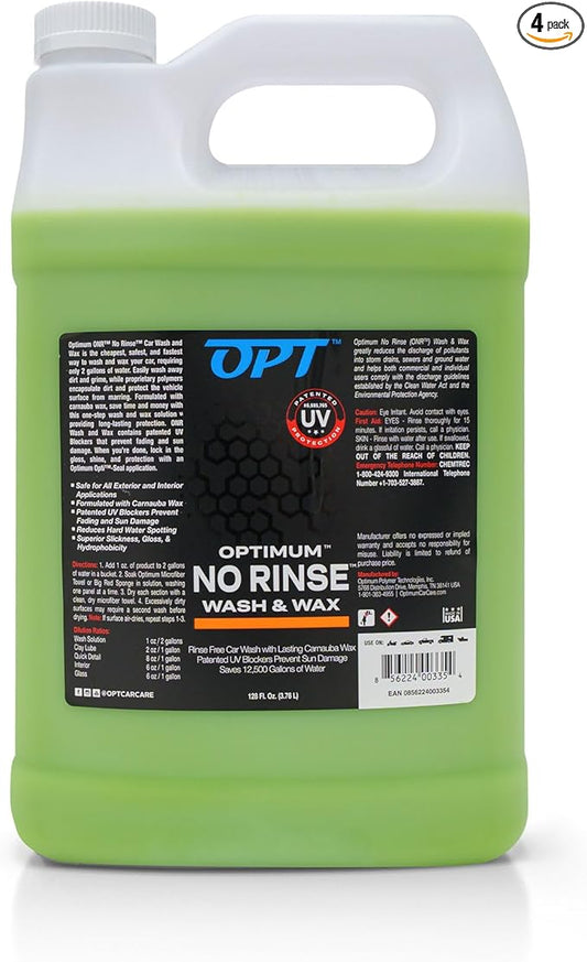 Optimum (NRWW2012G4) No Rinse Wash & Wax - 1 Gallon, (Case of 4)