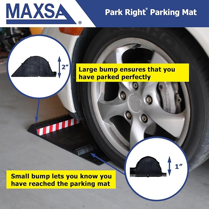 Maxsa 37356-2PK Park Right 21" x 11" x 2" Parking Mat, Yellow, Amazon Exclusive