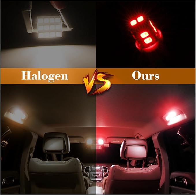 iFunyLED 24 Pieces Dome Light LED Car Interior Bulb Kit Set 194 T10 DE3175 578 31mm 42mm Bulbs Interior Replacement Lights for Car Map License Plate Door Side Marker Cornering Trunk Light - Red