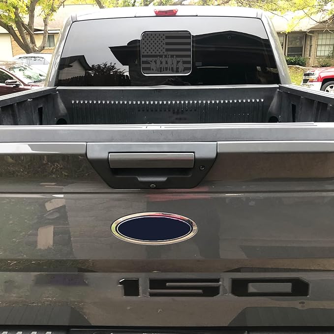 Xinghe for Ford F150 F250 F350 2015-2023 2024 2025 2026, Rear Middle Window American Flag Decals, Matte Black USA Flag Decal for Truck Back Window, for Ford Raptor 2015-2025 Accessories