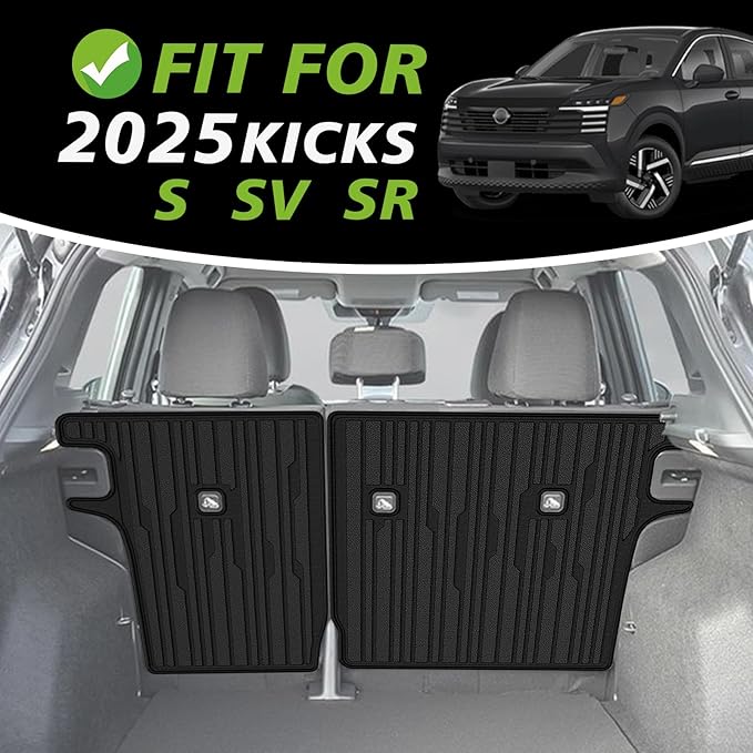 TripleAliners Backrest Mats All Weather Liners Compatible with 2025 2026 Nissan Kicks Interior Accessories TPE Second Row Seats Back Cover Custom Fit Protection Car Liner