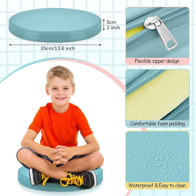 Juexica 8 Pcs Extra Thick Flexible Seating Floor Cushion Assorted Colored Floor Pillow Classroom Seat Cushion Soft Classroom Seating for Kid Learning(Advanced Color,13.8 x 13.8 x 2 Inch,Round)
