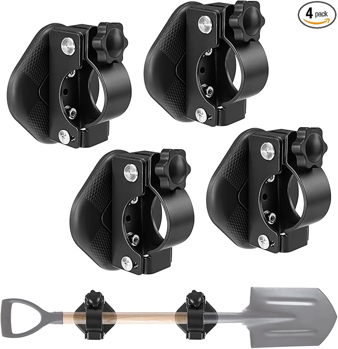4 Pack Heavy Duty Magnetic Shovel Holder for Truck, No-Drill Strong Metal Magnet Hook Mount Rack for Flag, Paddle, Utility Tool, Organizer for RV, Garage, Trailer, Cruise, ATV Storage