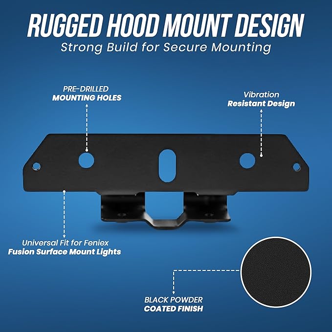 UBL Feniex Fusion Hood Mount Bracket - Secure Hood Mount Bracket for Emergency, Security & Commercial Vehicle Lights