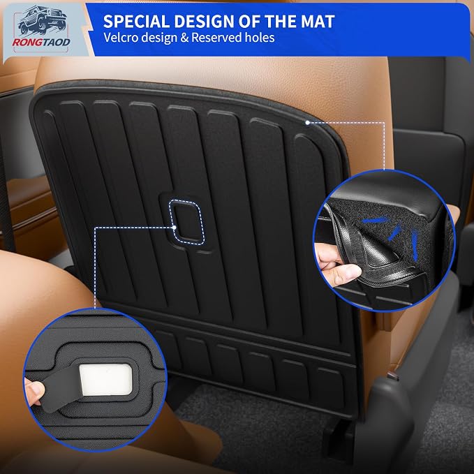 Rongtaod Kick Mats Compatible with 2026 Hyundai Palisade 7 Seater Cargo Mat Trunk Mat Back Seat Cover Protector 2nd Row Captain Chairs TPE All Weather Palisade Accessories (2nd Row Backrest Mats)