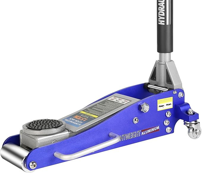Floor Jack 1.5 Ton Hydraulic Low Profile Aluminum and Steel Car Jack, Lightweight Service Jack with Quick Lift Dual Pump, 3,000 lb Capacity, Lift Range 3.3"-18.5",Blue