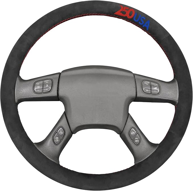 MEWANT USA 250th Anniversary Embroidered Hand Stitch Steering Wheel Cover for Chevy Silverado 1500 2003-2006 1500 Classic 2007 2500 2003-2006 2500HD Classic 2007 3500 9040 IT-Alcan Steering Wheel Wrap