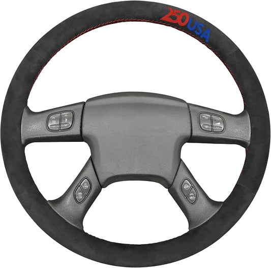 MEWANT USA 250th Anniversary Embroidered Hand Stitch Steering Wheel Cover for Chevy Silverado 1500 2003-2006 1500 Classic 2007 2500 2003-2006 2500HD Classic 2007 3500 9040 IT-Alcan Steering Wheel Wrap