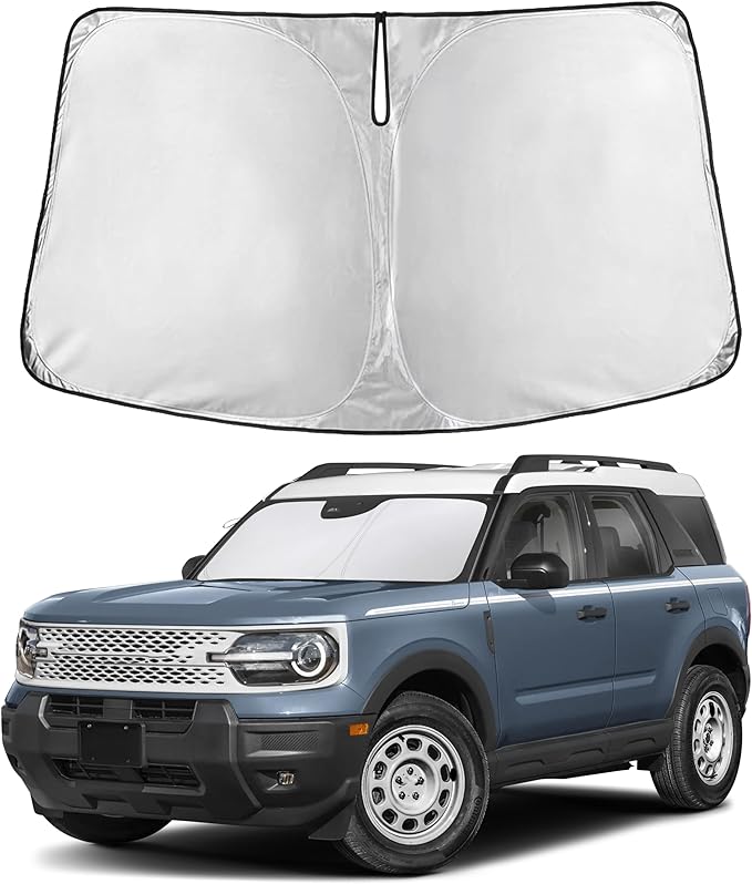 Autovir Windshield Sun Shade Fit for 2021-2024 2025 2026 Ford Bronco Sport Sun Shade, Front Window Sun Visor, UV Protection, Heat Blocker, Foldable Car Accessories