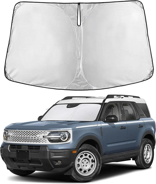 Autovir Windshield Sun Shade Fit for 2021-2024 2025 2026 Ford Bronco Sport Sun Shade, Front Window Sun Visor, UV Protection, Heat Blocker, Foldable Car Accessories