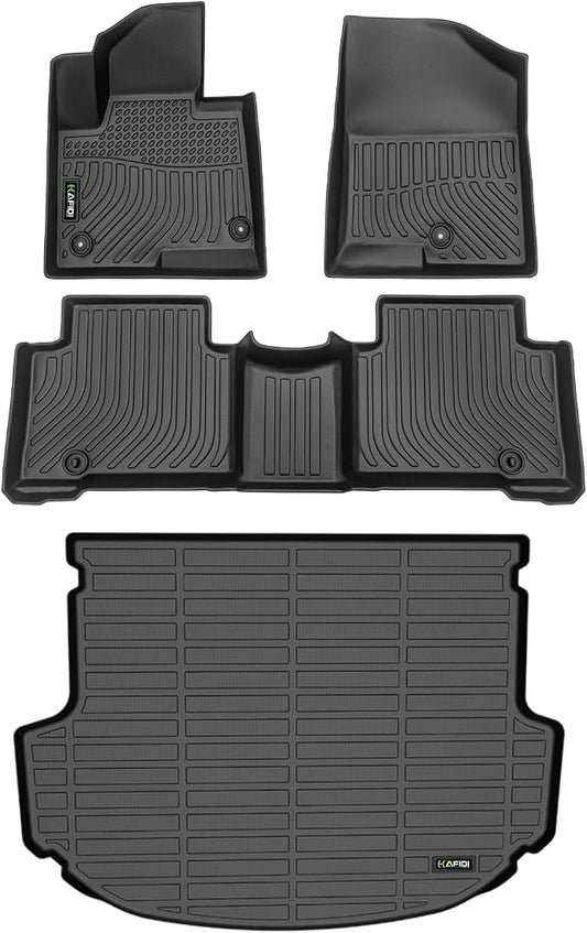 HAFIDI® Floor Mats & Cargo Liner Set Fit for 2013-2018 Hyundai Santa FE Sport All Weather Car Mats Protection TPE Anti-Slip Full Set Floor Liners Custom Accessories - Black