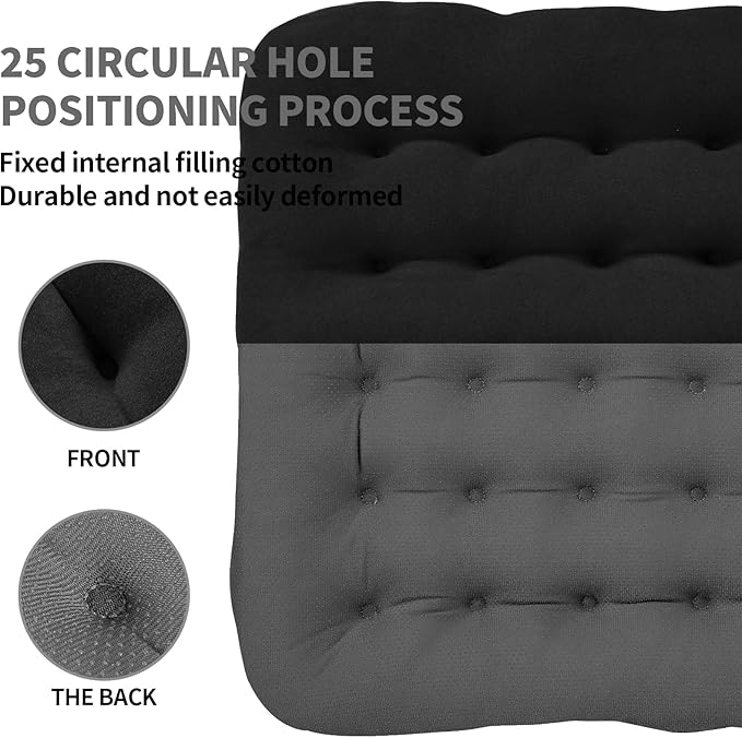 BUYUE Good Support Office Chair Cushion Padded, Soft Velvet Comfortable Non-Slip Seat Cushion for Computer Desk Kitchen Chair (1 Count, Black)