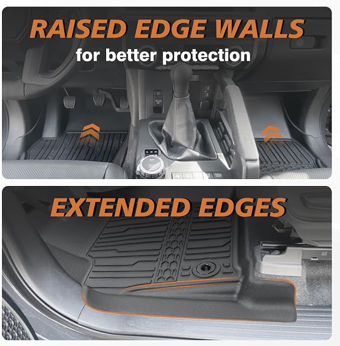 TripleAliners for Tacoma 2024 2025 2026 Double Cab Floor Mats (Fit Manual Trans ONLY) All Weather Floor Liners Compatible with 2024+ Toyota Tacoma Accessories Front & Rear Mats(Not for Hybrid/Auto)