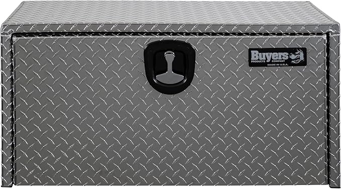 Buyers Products 1705102 Diamond Tread Aluminum Underbody Truck Tool Box, 18 x 18 x 14, Made in USA, .100 in. Thick, Corrosion-Resistant, Locking Compression Latch – Secure Storage for Work Trucks